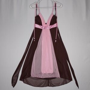 RubyRox Empire Halter Dress S Vtg 90s Y2K Satin Mesh Fairycore Whimsigoth Grunge